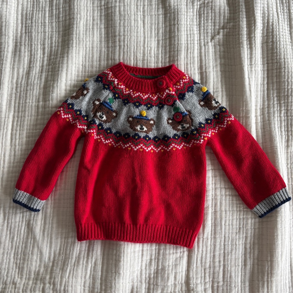 Baby Boden Red Rockabilly Knit Sweater NWT